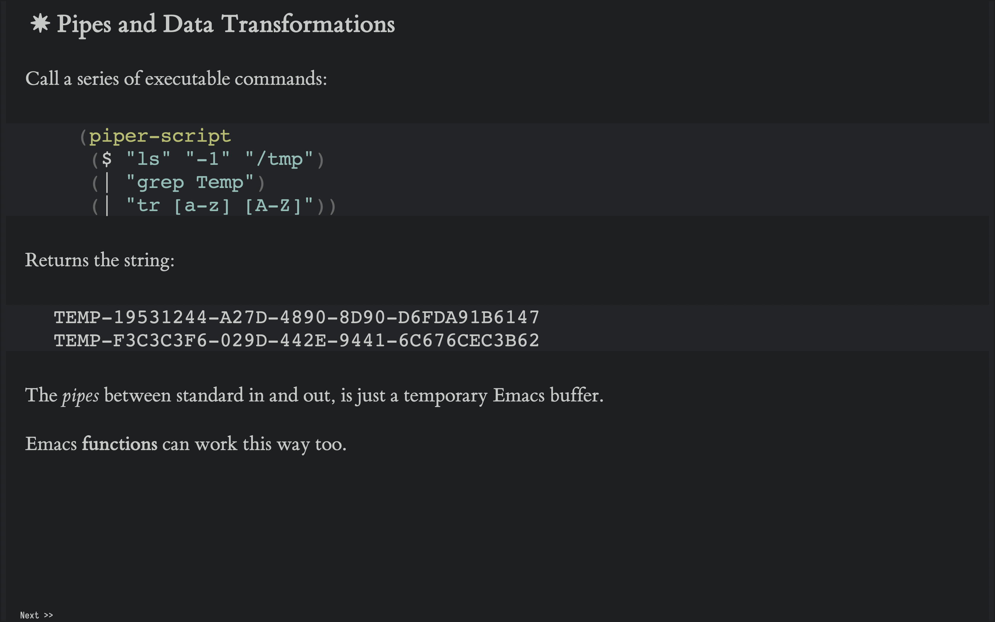 Pipes and Data Transformations